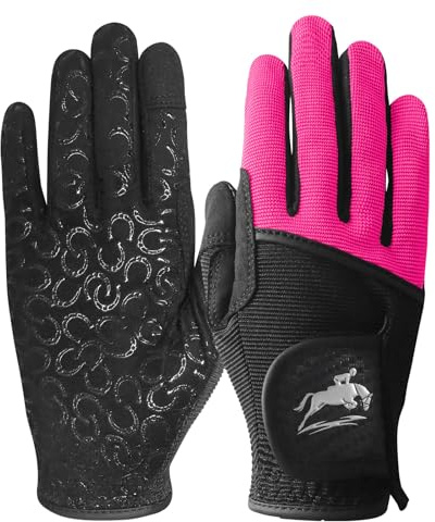 LOVMEAD Reithandschuhe Damen Mädchen rutschfest Atmungsaktiv Sommer für Reitsport, Radfahren, Gartenarbeit, LadiesHandschuhe zum Reiten Touchscreen Weich Schwarz Lila Braun (Rosa, S)