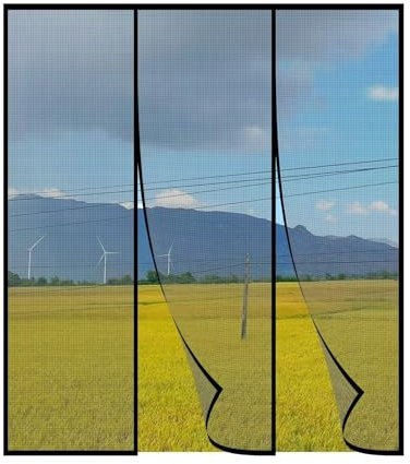 Fliegengitter TüR Magnet, 270x250cm Full Frame Klettband Fastener MoskitonetztüR,Selbstklebend Klebeband, FüR KellertüR SchiebetüR ZimmertüR, Schwarz