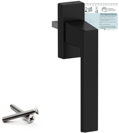 VOOXA Exklusiv Aluminium Fenstergriff | Tiefschwarz RAL9005 (35mm) | für Fenster, Terrassen-/Balkontüren aus Holz, Kunststoff oder Aluminium | Kipp-Funktion | ergonomische, angenehme Haptik