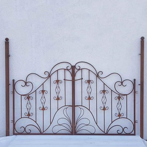 Vitoria-GT180R Iron Metal Antique Garden Door Double Leaf Garden Gate Gate Stainless Rust Post Set 40 2 m 200 cm Iron Handmade
