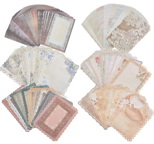 SUPERFINDINGS 140 piezas 6 estilos flor vintage papel borde de encaje scrapbook papelería papel basura diario accesorios papel cartón para DIY scrapbooks planificadores diarios manualidades
