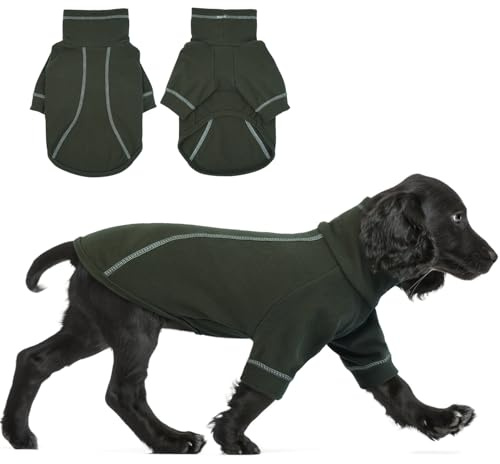 Hjumarayan Ropa Lana para Perro, Jersey Elástico Perros Jersey Lana de Cuello Alto, Sueter Caliente Perro Ropa Perro Invierno para Perros Pequeños y Medianos, Verde Oscuro L