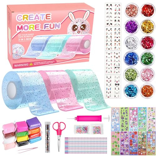 Nano Tape Bubble Kit für Erwachsene - 67Pcs DIY Nano Tape Bubble Set, Squishy Spielzeug Bastelset, Super elastische Nano Klebebänder für Stressabbau und Spaß, Fidget Toys and Party Favors Geschenke