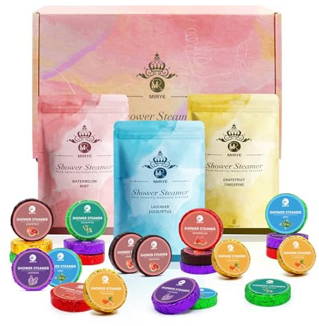 MR MIRYE Shower Steamers 24Pack-Home Spa Aromatherapy for Relaxation & Stress Relief, Perfect Self-Care & Gifts for Women (Birthdays/Christmas/Mother's Day)
