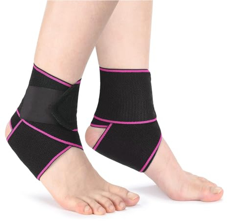 Hsyadazi 2 Cavigliere | Cavigliera Altamente Elastica Con Silicone Antiscivolo | per Calcio, Corsa, Ciclismo E Altro (Rosa)