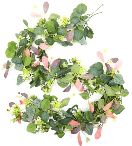 2 Pezzi di Ghirlanda Fiori Ghirlanda Edera Artificiale Eucalyptus,Foglie di Edera Artificiale Pianta,Finte da Interno Esterne per Cerimonia Nuziale Festa a Casa Decorazione della Tavola
