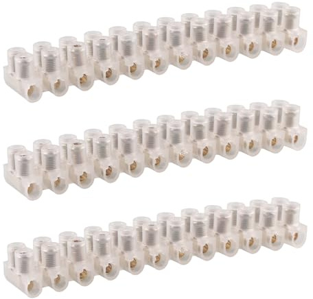 Tabanzhe 3PCS 3A Electrical Connector Blocks – 12 Way White Terminal Block Strip, Wire Choc Block Connector for Electrical Wiring Cable