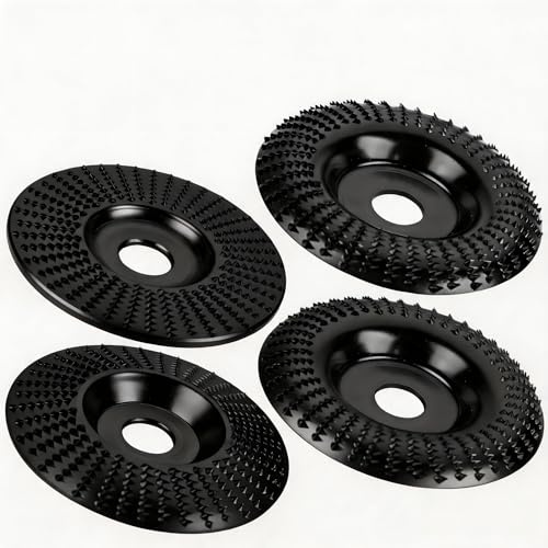 BLEKOO Lot de 4 Disques Bois Meuleuse 125mm | Acier au carbone qualité, ∅ 125mm ext., 22,2mm int., pour meuleuses 125-230mm, meulage, retouche, sculpture, polissage
