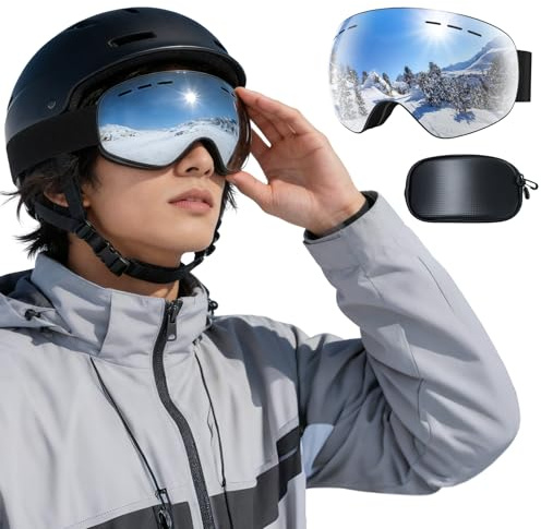 DOMOR Ski Goggles, Skiing Goggles for Men Women Youth Teen, Anti-fog UV Protection, Anti-Glare Snowboard Goggles for Skiing Snowboarding Cycling Motorcycle