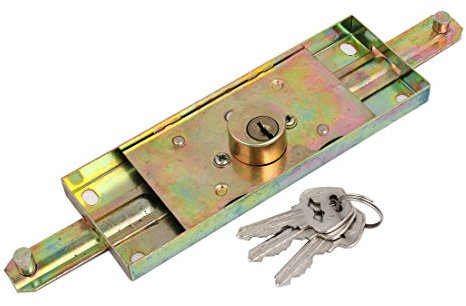 Sourcingmap 11-inch Length Vertical Keyway Rolling Shutter Roller Latch Door Lock Gold Tone