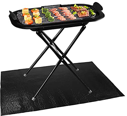 SOULONG Alfombrilla de parrilla de gas o eléctrica, alfombrilla de protección de suelo para barbacoa, alfombrilla de suelo de parrilla de gas, alfombrilla de suelo antiadherente de fibra de poliéster