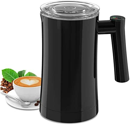 HMTE Automatic Milk Frother Electric Milk Steamer Cappuccino Machine Foamer Stainless Steel Hot and Cold Foam Maker and Milk Warmer for Hot Milk and Coffee (Color : Black) (Black)