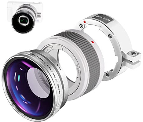 NEEWER Weitwinkelobjektiv Nur Kompatibel mit Sony ZV1, 2 in 1 18mm HD Weitwinkel und 10 Fach Makro Zusatzobjektiv mit Verlängerungsrohr, Bajonett Linsenadapter, Reinigungstuch (weißer Rahmen)