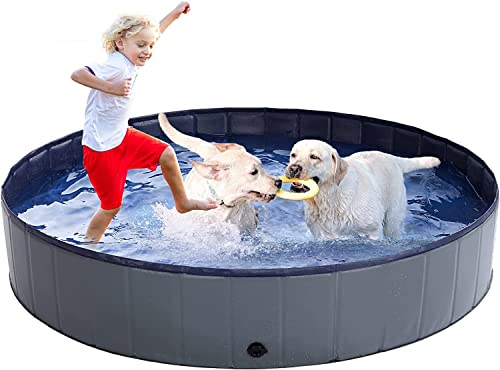 Dreamhigh® Hundepool fur Große Hunde 120 x 30cm, Rutschfestem Planschbecken Hund, Planschbecken Faltbar für Kinder und Große & Kleine Hunde
