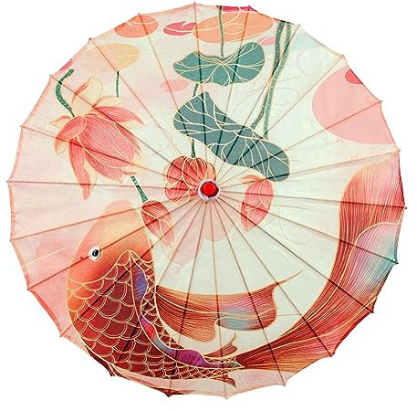LOVIVER Chinese Oiled Paper Umbrella Japanese Chinese Classical Dance Umbrella Photo Props Oriental Parasol Classical Dance Parasol for Women Decor, 70cm