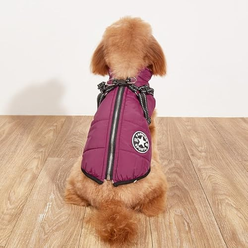 Abrigo para perro, chaqueta cálida para perro, abrigo de invierno acolchado para perro, chaleco de forro polar reflectante para perro, abrigos para clima frío con arnés integrado, impermeable,