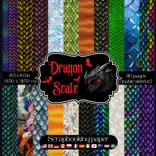 Dragon Scale Scrapbook Paper: Collection of decorative double sided dragon scales craft paper sheets for scrapbooking, collage art, decoupage, origami, junk journaling and more DIY craft projects
