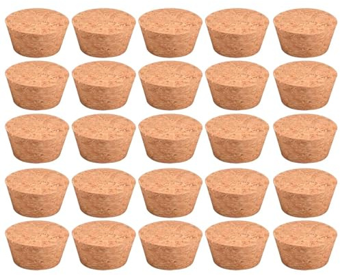 Acan Tradineur - Pack de 25 tapones de corcho para botellas - Forma de Cono - Ideal paragarrafas, botes, frascos, bar, restaurante, vino, aceite - 5 Packs de 5 corchos - 3,3 x 2,9 x 1,8 cm
