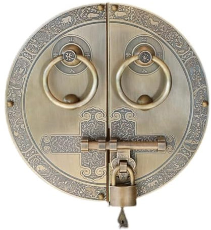 Türklopfer Türklopfer für Haustür, Retro-runder Türklopfer mit Befestigungsmaterial, antiker Metall-Kupfer-Türgriff, Türringklopfer einzigartig