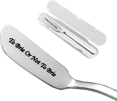 Odoor Fan To Brie or Not to Brie Funny Butter Knife, Personalized Engraved Peanut Butter Spreader Cheese Knives, Novelty Anniversary Christmas Gifts for Sandwich Bread Toast Butter Lover