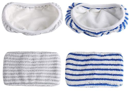 ANBOO 4 Stück Reinigungstücher, kompatibel mit Dampfreiniger Rowenta ZR005801/RY7/RY8, Mikrofasertuch, Staubsauger, Zubehör, Reinigungspads zum Reinigen und Schrubben von Böden (blau und grau, 4