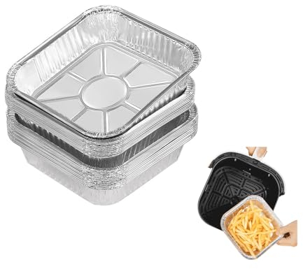 Naisfei 30 bandejas de aluminio para barbacoa, 1200 ml, bandeja de goteo de aluminio para hornear, asar, cocinar, recipiente pequeño (21 × 21 × 4,5 cm)