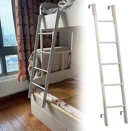 Échelle de lit superposé en métal blanc avec crochets - Échelle penchée robuste pour adultes - Échelle double pour grenier et camping-car - Design gain de place