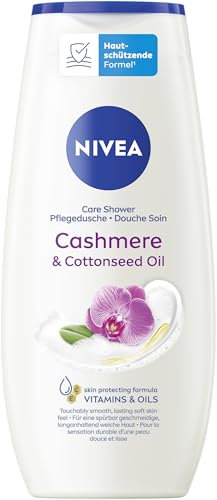 NIVEA Cashmere & Cottonseed Oil Pflegedusche, pH-hautneutrales Duschgel mit Vitaminen und wertvollen Ölen, feuchtigkeitsspendende Cremedusche mit Orchideen-Duft (250 ml)