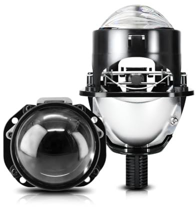 Cpolebev Lente de Proyector LED Bi de 2,5 Pulgadas para Lentes LED H4 H7 9005 9006 Bombillas de Faros Delanteros de Automóvil 8000LM 6000K con Haz Alto/Bajo LHD
