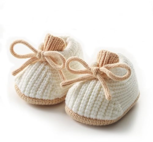 Loyfoky Baby-Stiefel für Neugeborene, kuschelige Kleinkinder, erste Lauflernschuhe, weich, für Säuglinge, Jungen und Mädchen, weiß, 0-3 Monate