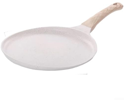 Sartén ligera antiadherente, resistente al calor, sartén para crepes y crepes para filetes, desayuno (blanco, 28 cm)