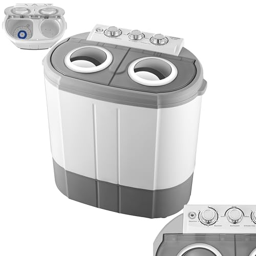 Steinborg® Mini Waschmaschine mit Schleuder – 2-Kammer Toploader, Waschleistung bis 3 kg, Schleuderkammer bis 1 kg, kompakte Waschmaschine ideal für Camping, Reisen & kleine Haushalte