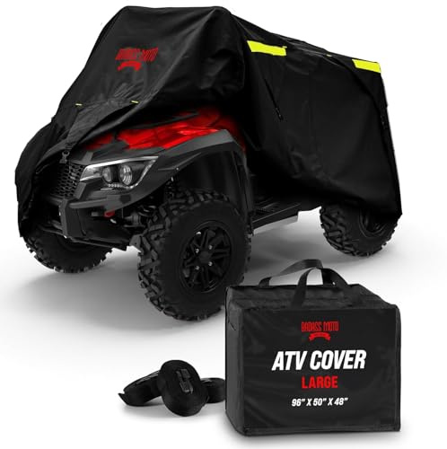 Badass Moto ATV Covers Waterproof Outdoor Heavy Duty, Rip-Resistant, Night-Reflective Quad Cover, 4 Wheeler Cover, Easy-Access Zipper & Vents Four Wheeler Accessories - ATV Gifts, Large 96 Long