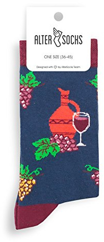ALTER SOCKS calzini divertenti calze donna e uomo calze simpatiche calze divertenti come regalo, cotone, taglia unica (vino)