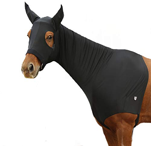 Harrison Howard Capucha elástica para caballo con cremallera, color negro, talla M