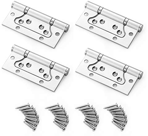 Charnières de Porte en Inox,4 pièces Petite Charnière Affleurante en Acier Inoxydable Robuste Avec Vis pour Meubles de Placard et Roulement Bricolage Muet 4