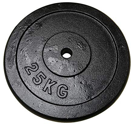 Fit4Home Cast Iron Weight Plates 1 x 25kg Strength Training Plates for Dumbbells & Barbells Weightlifting Fitness Workout Disk Wheel Home Gym Equipment (Black)