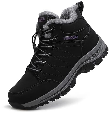 ZHNSHM Femme Bottines Fourrées Chaude Boots Antidérapantes Randonnée Neige Botte Hiver Fourrure Bottines