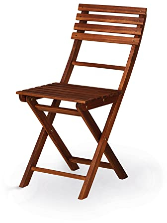 KHG Garten-Klappstuhl aus Akazien-Echtholz mit hoher Rückenlehne, Balkonstuhl, wetterfest, klappbar, platzsparend, Outdoor, Dunkelbraun, 120kg belastbar