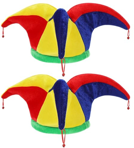 Didiseaon 2Pcs Jester Hat Jester Clown Hat with Bells, Funny Headwear Jester Costume Accessory for Halloween Mardi Gras Carnival Mexico Festival Party Decor