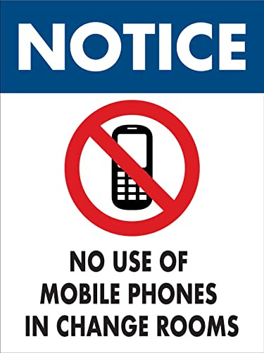 Avis D'Interdiction D'Utilisation De Téléphones Portables Dans Les Vestiaires Panneau D'Avertissement Plaque Étain Signe Métal Étain Signe Métallique Panneau Pour Parc Extérieur 20X30cm