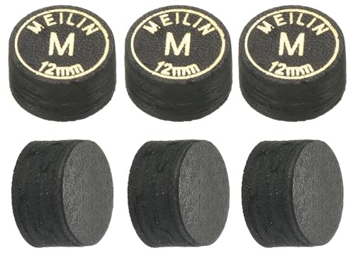 PATIKIL 13mm Punte per Stecche Biliardo, Confezione 6 Punte Medie a Strati Multipli per Stecche Biliardo, Punte Incollate per Stecche Snooker, Accessori per Biliardo, Nero