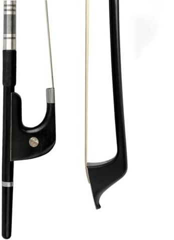 German Double Bass Bow 1/8 Size Smooth Carbon Fiber Stick Premium Polished Ebony Inlay Fast Response