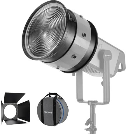 NEEWER CSF10 10 Fresnel Lens, Bowens Mount Light Gathering Lens with 10-35° Variable Beam Angle & Barndoors for CB300B, CB300C, CB200, CB200B, CB200C, AS600B LED Video Light Up to 600W
