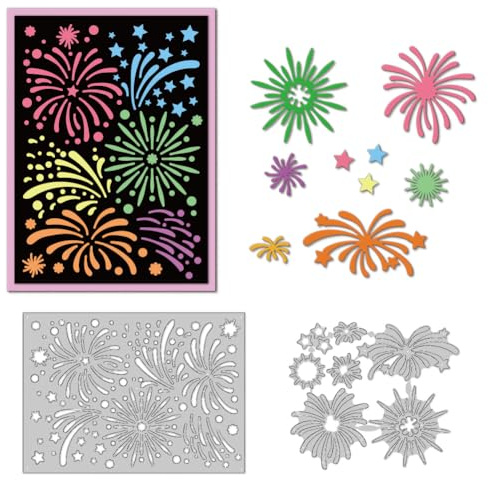 DELORIGIN Stampi con fuochi d'artificio per la creazione di carte di stampaggio in acciaio al carbonio punzonature scrapbooking goffratura cornici novità per carte album di carta invito decorazione