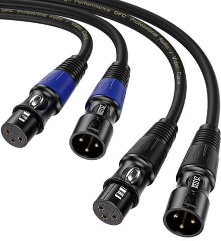 BEITSZ Cavo XLR Bilanciato Microfono Professionale, 2 Pacchi per Maschio a Femmina, per Registratore da Studio, Mixer, Sistema di Altoparlanti, Alimentazione Phantom (3M)