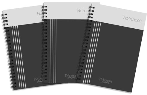 Thboxes 3 Pack Spiral Notebook A5, Lined Wirebound Notebooks Bulk Journals 200Pages /100 Sheets, College Ruled Paper for Women Men Business Office School Travel, 14.8 x 21cm