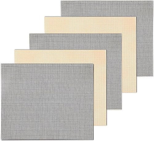 RSWDE Antihaft Grillmatte 5 Stück,Wiederverwendbare Hitzebeständige Non Stick BBQ Grill Mesh Mat,Zum Grillmatte Für Gasgrill,Backofen,Grillmatte Für Holzkohle,40 X 33 cm Teflon Grillmatte
