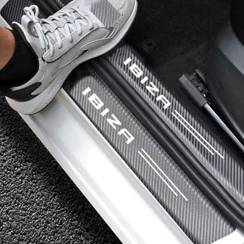 EULVGG 4 Piezas Protector de Escalón de Coche para SEAT IBIZA, Protección de Barra de Umbral de Puerta con Pegatinas de Fibra de Carbono Decoración para Estribos de Coche Anti-Arañazos (IBIZA)