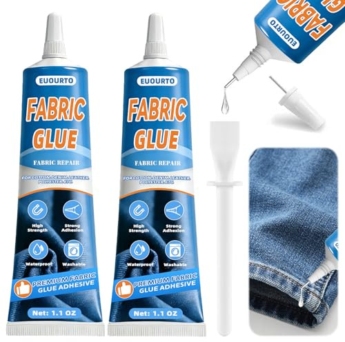 Euourto Textilkleber Extra Stark, 60ML Stoffkleber Wasserfest